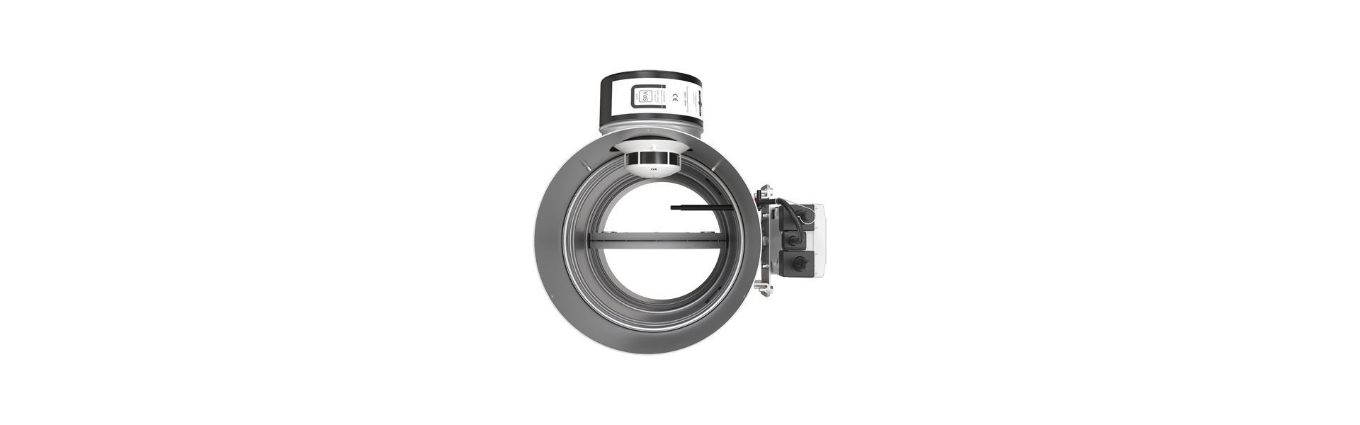 FR90 fire damper with OR32 smoke release device from the front