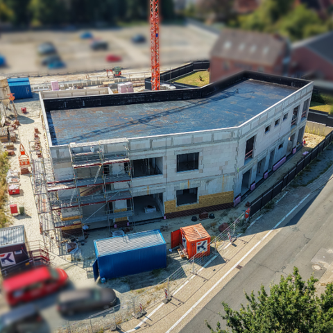 Der Bau der Betriebskindertagesstätte geht voran. 