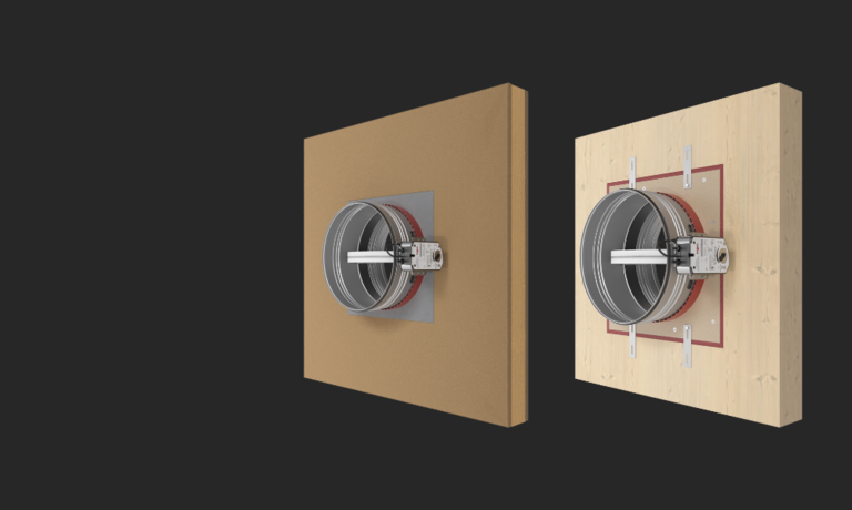 Installation of fire dampers in clay and wood
