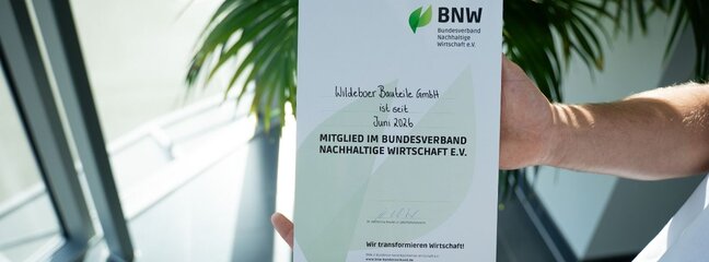 Urkunde zur Mitgliedschaft im BNW - Wildeboer