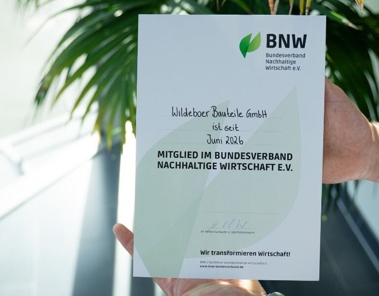 Urkunde zur Mitgliedschaft im BNW - Wildeboer
