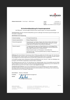 PPWR-Konformitätserklärung Papier, Pappe, Karton
