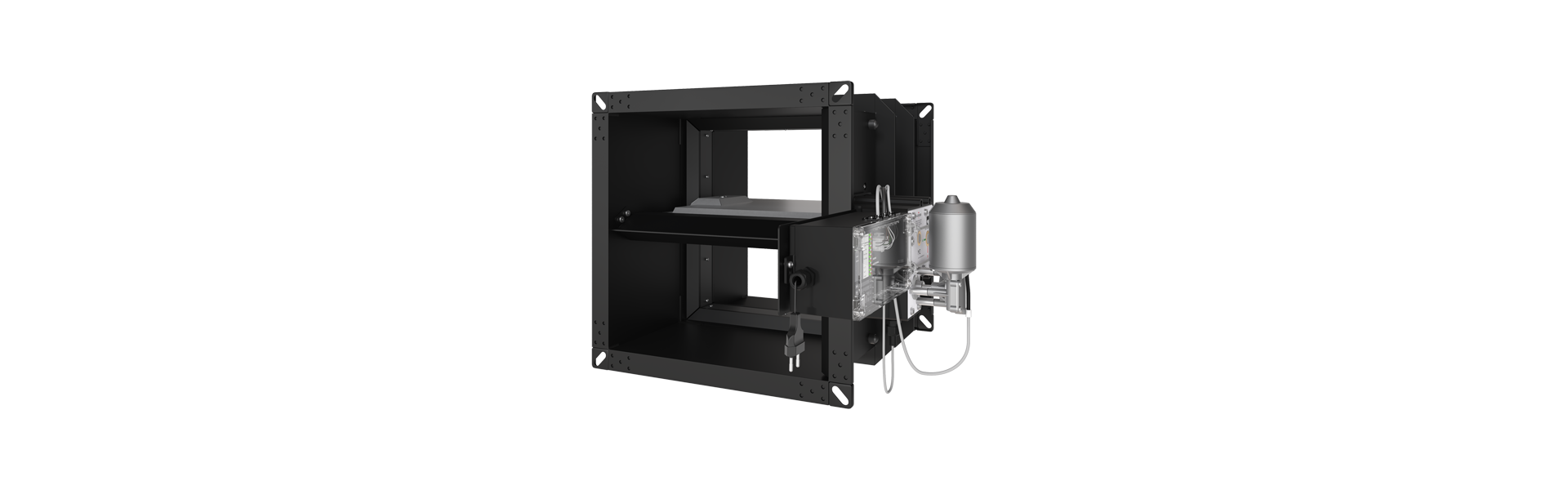 FK90 fire damper for commercial kitchens half right from the front