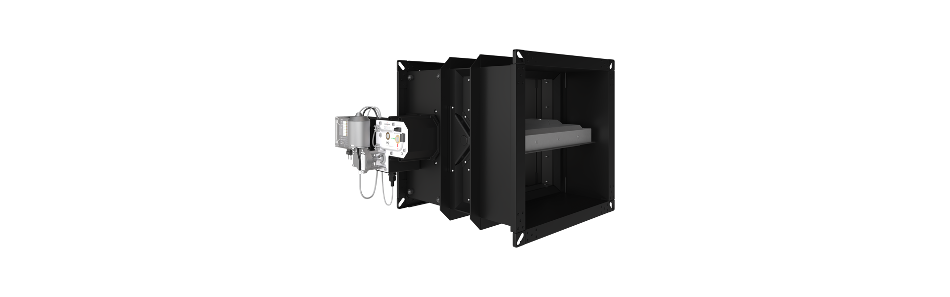 FK90 fire damper for commercial kitchens half right from the rear