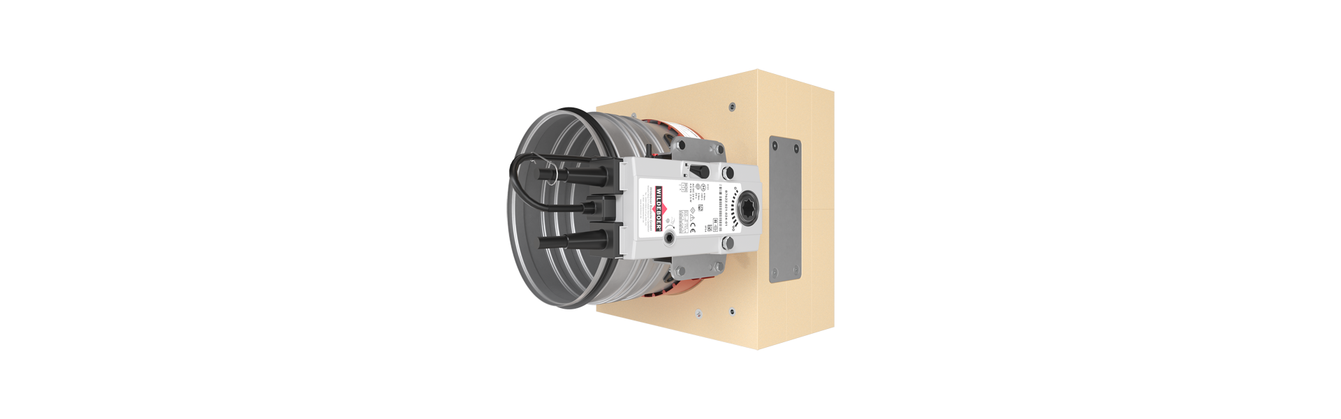 FR90 fire damper with square installation frame RE half right from the front