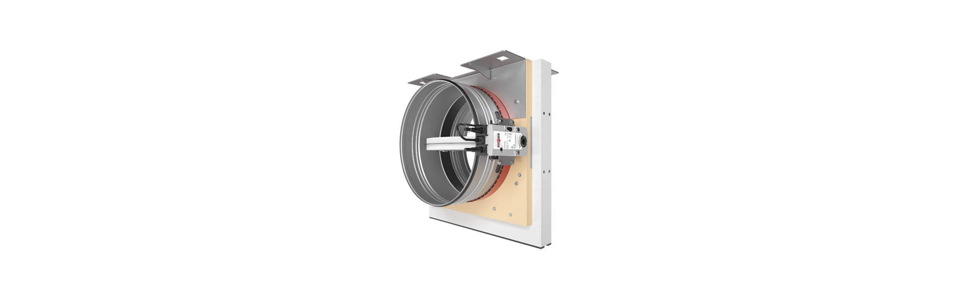 FR90 fire damper with square installation frame ER6 half right from the front