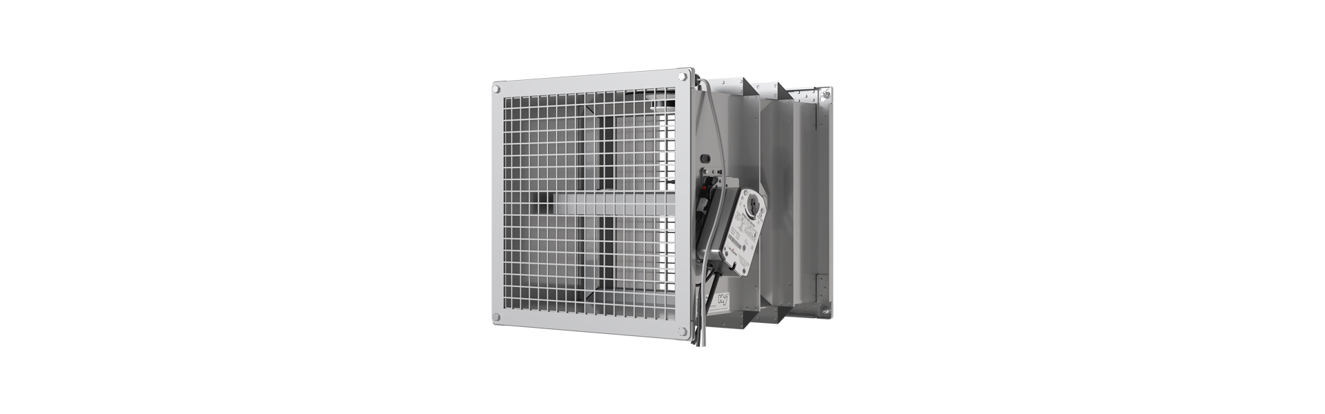 FK90 fire damper with OR32 smoke release device half right from the front