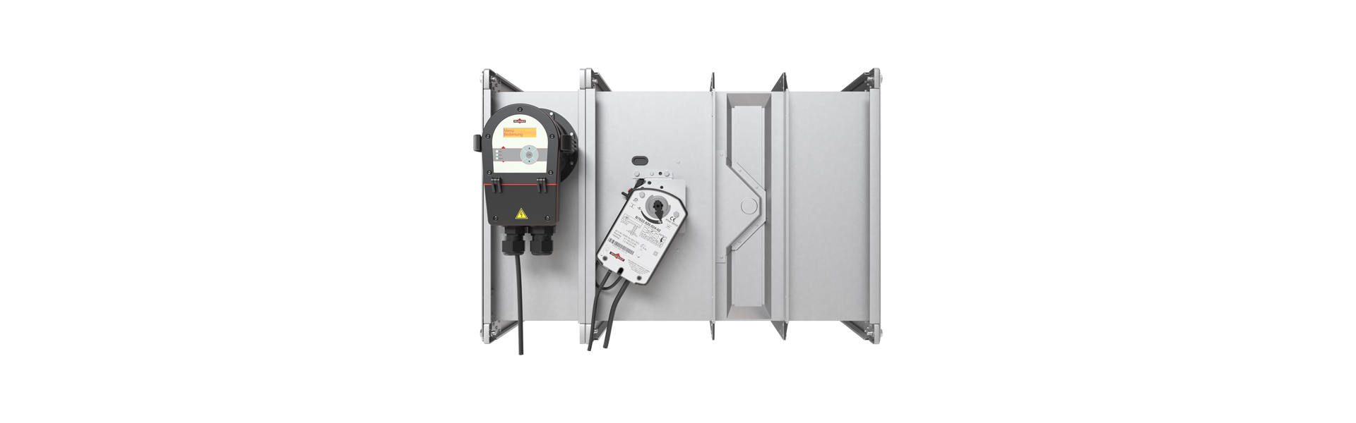 FK90 fire damper with OR4 Pro smoke release device from the side with motor