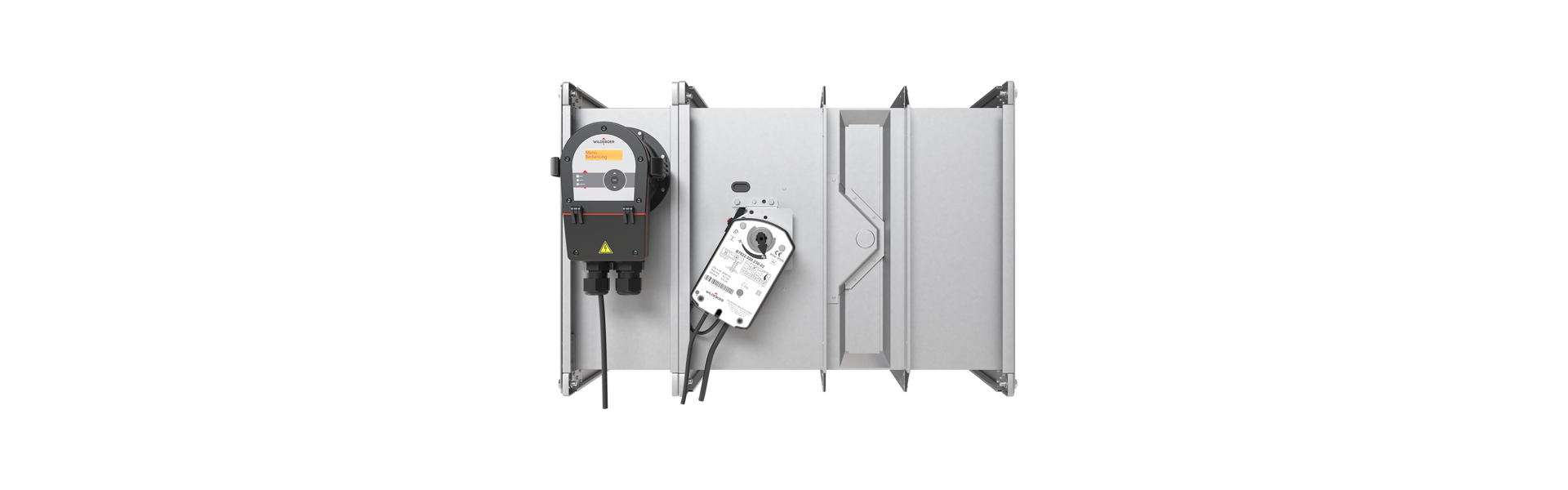 FK90 fire damper with OR4 Pro smoke release device from the side with motor