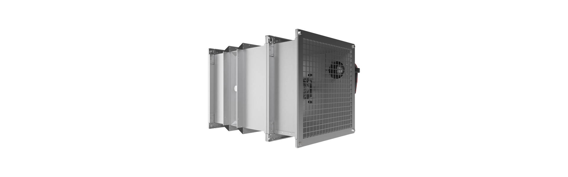 FK90 fire damper with OR4 Pro smoke detector turned halfway to the right from the rear