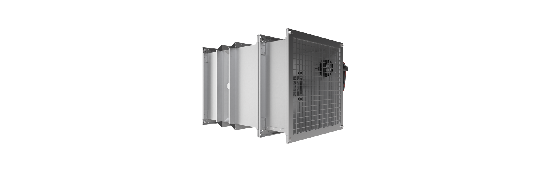 FK90 fire damper with OR4 Pro smoke detector turned halfway to the right from the rear