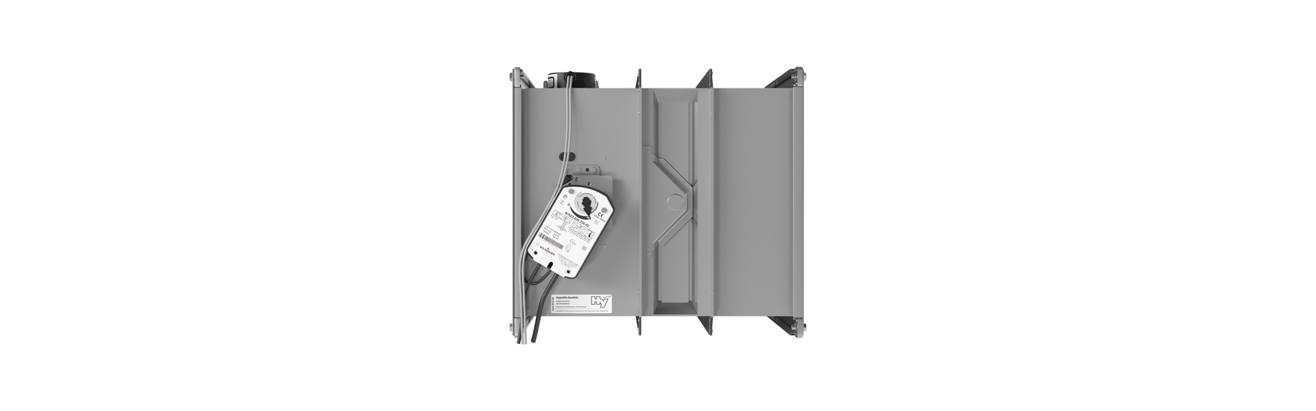 FK90 fire damper with OR32 smoke release device from the side with motor