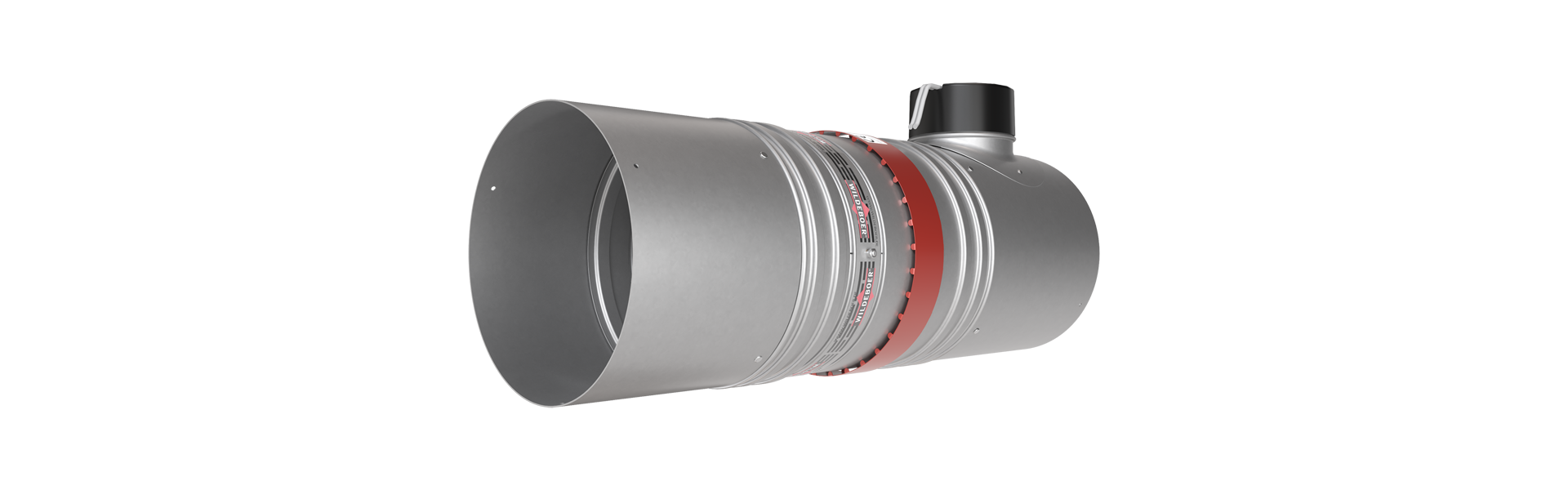 FR90 fire damper with OR32 smoke release device turned halfway to the right from the rear