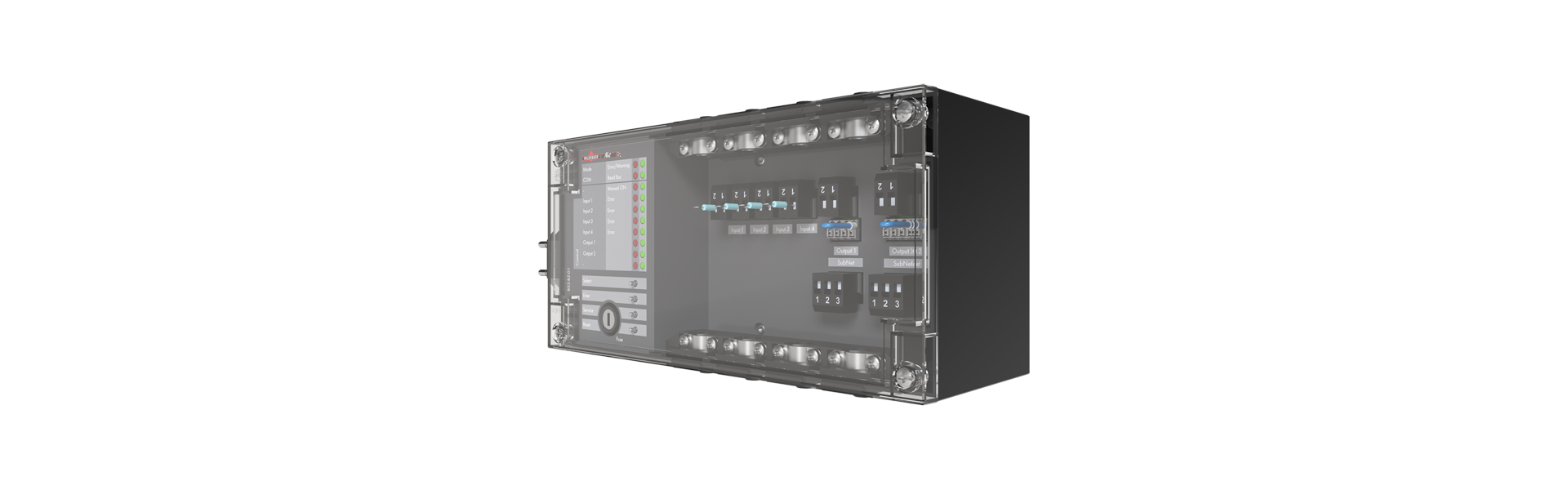 Fire alarm control panel module BS2-BZ-01 from the front and half-turned to the left