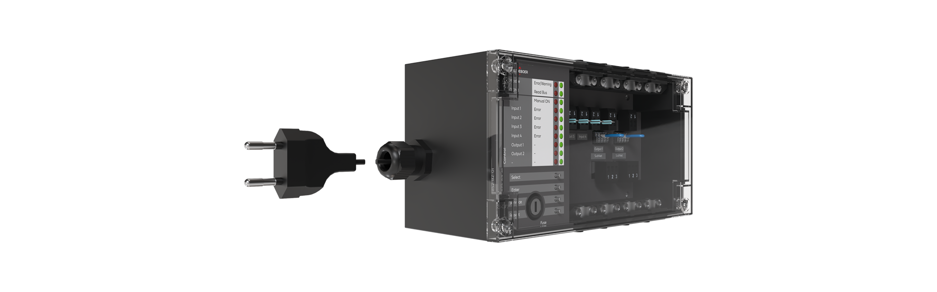 Fire alarm control panel module BS2-BZ-01 turned halfway to the right from the front
