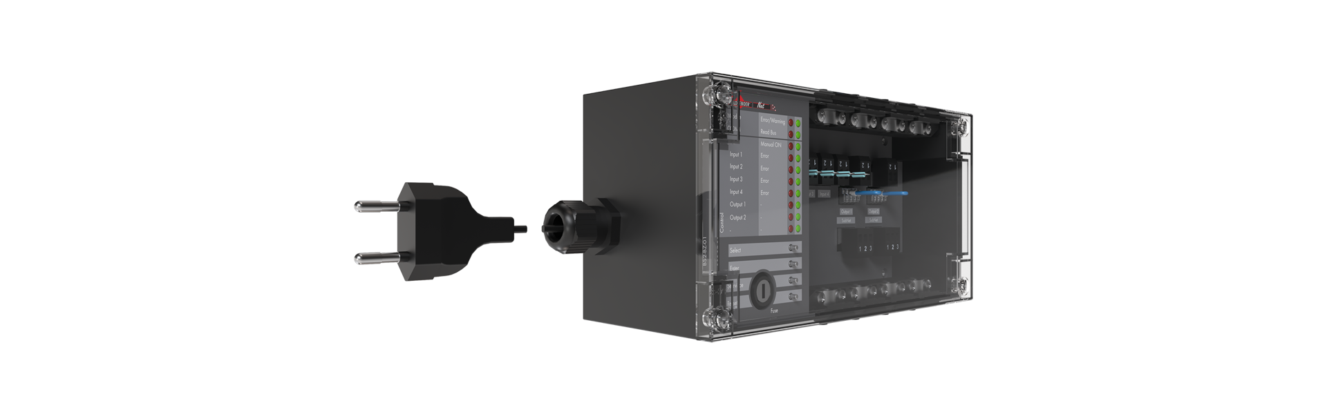 Fire alarm control panel module BS2-BZ-01 turned halfway to the right from the front