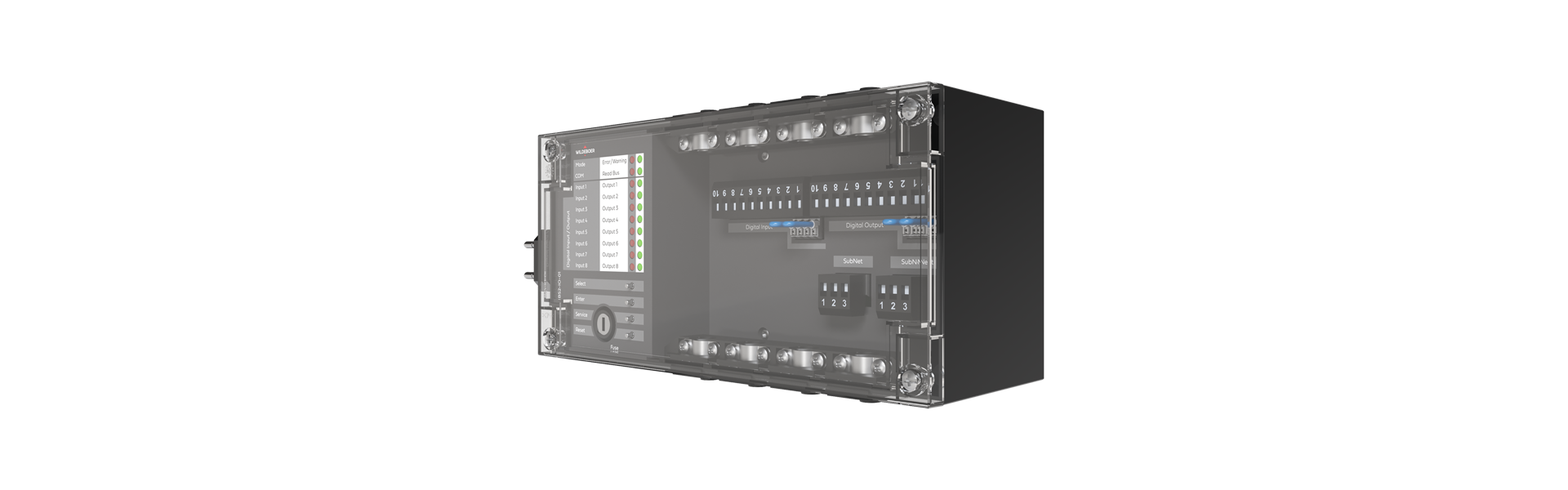 BS2-IO-01 IO-Modul von vorne halb nach links gedreht