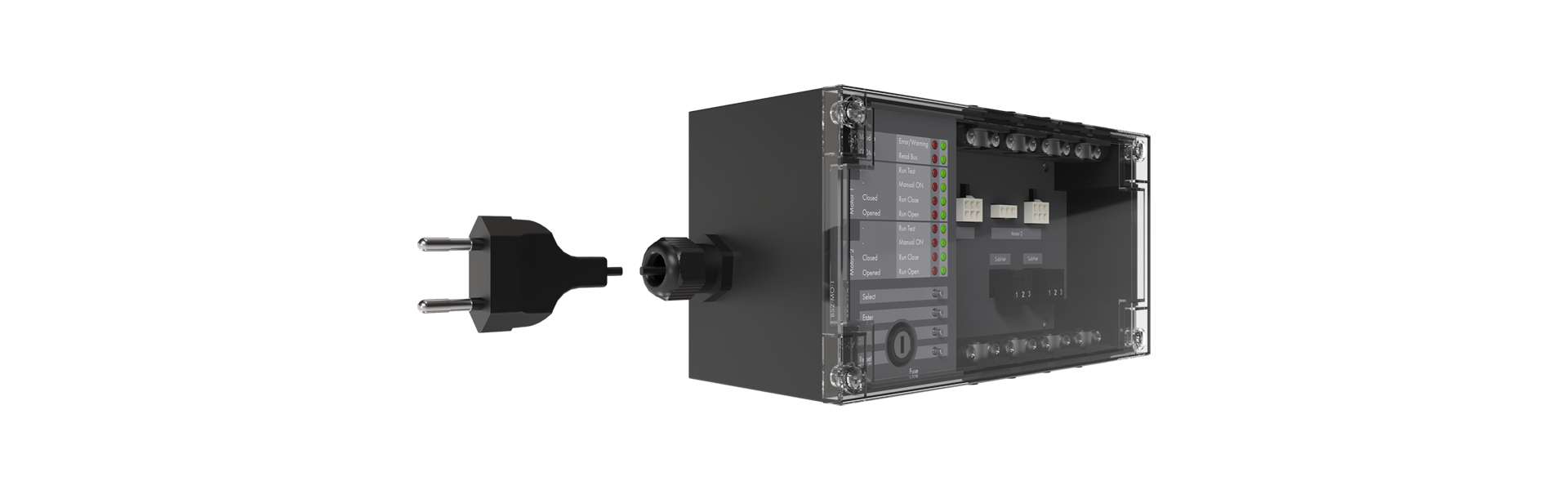 Motormodule BS2-MO vanaf de voorkant half naar rechts gedraaid