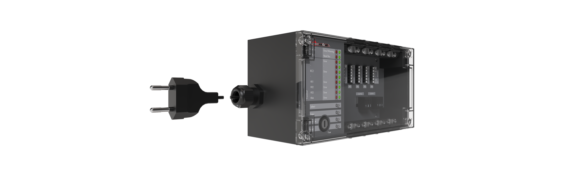 BS2-VR-01 Volumenstrom- und Druckregler-Modul von vorne halb nach rechts gedreht