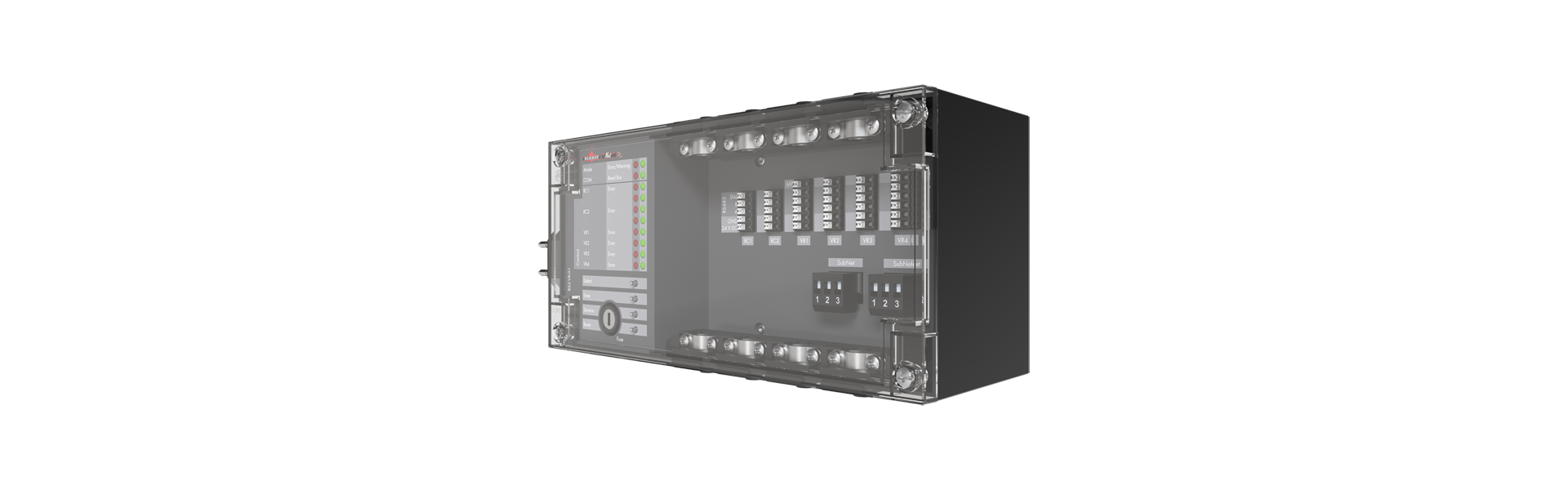 BS2-VR-01 Volumenstrom- und Druckregler-Modul von vorne halb nach links gedreht