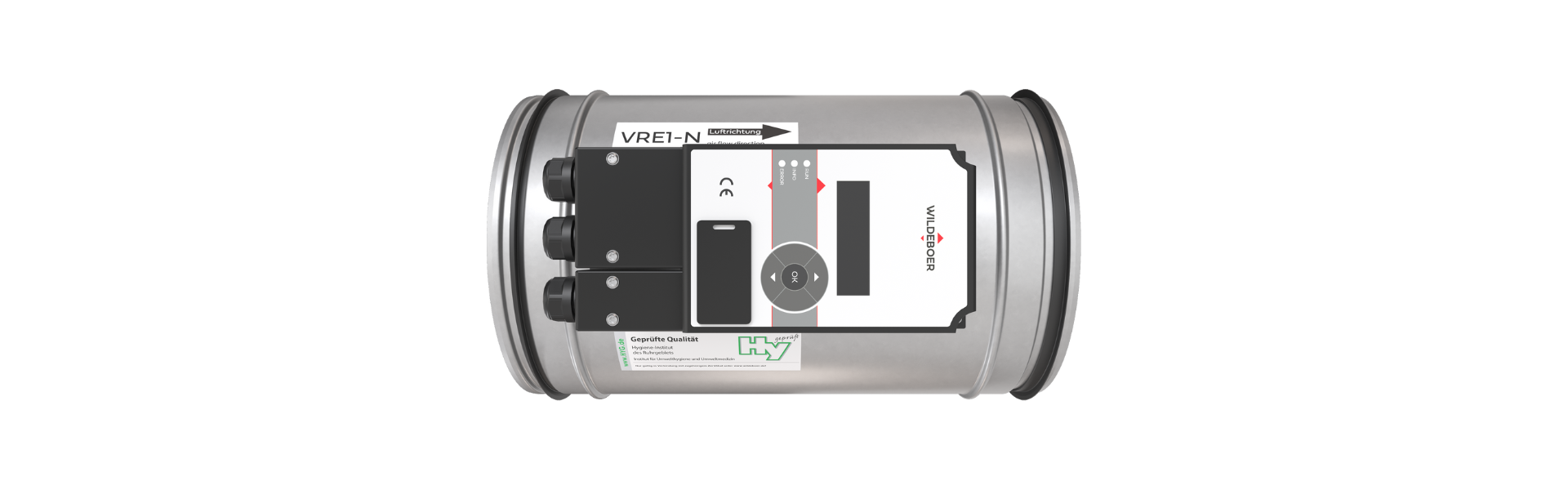 VRE1-N Volumenstromregler für niedrige Volumenströme von der Seite