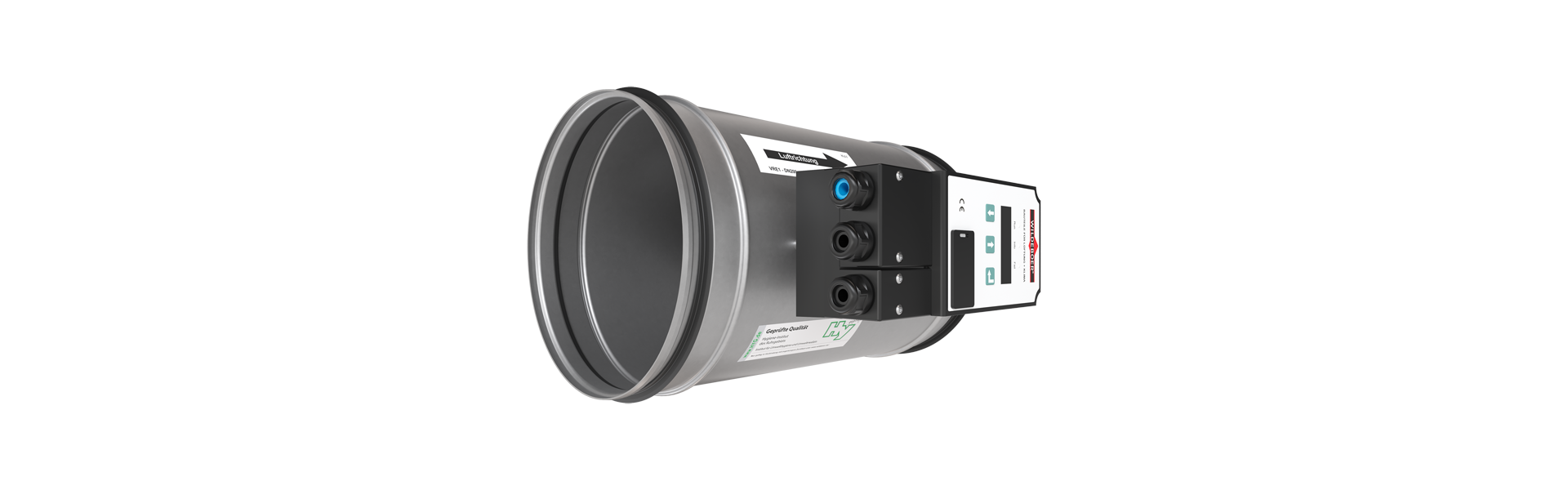 VRE1 volume flow controller turned half way to the left from behind